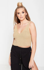 Stone Glitter Rib Knitted Crop Top - Rosantha