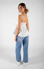 White Strapless Bandeau Shirt Top - Alondra