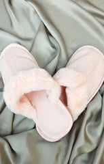 Pink Faux Suede Mule Slippers - Tiffany