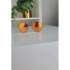 Black Round Thin Frame Reflective Sunglasses - Serenity
