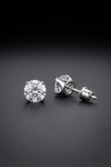 Round Cut Diamond Stud Earrings with Push Back Closure - Trixie
