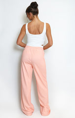 Pink Cropped Sleeveless Ribbed Top with Contrast Wide Leg Trousers Co ord Set - Skyla