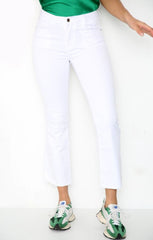 White Mid Rise Cropped Flared Jeans - Mirelda