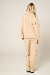 Stone Oversized Long Sleeve Rugby Top and Trouser Co Ord Set - Marizel
