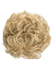 Caramel Blonde Synthetic Drawstring And Clip Wavy Scrunchie Bun - Everly