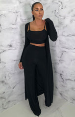 Black Slinky Long Line Kimono - Kelsey