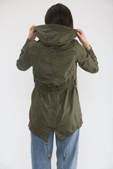 Khaki Lightweight Showerproof Hooded Mac Jacket - Vera