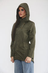 Khaki Lightweight Showerproof Hooded Mac Jacket - Vera