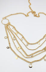 Gold Multilayer Drop Charm Belly Chain Belt - Cleo