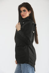 Black Lightweight Showerproof Hooded Mac Jacket - Vera