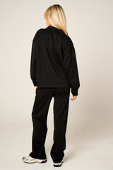 Black Oversized Long Sleeve Rugby Top and Trouser Co Ord Set - Marizel