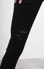 Black High Waisted Ripped Distressed Skinny Jeans - Florita