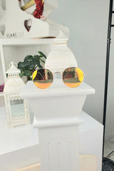 Yellow Mirrored Gold Rim Sunglasses - Pazia
