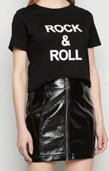 Black ‘Rock & Roll’ Slogan Print T-Shirt - Carisella