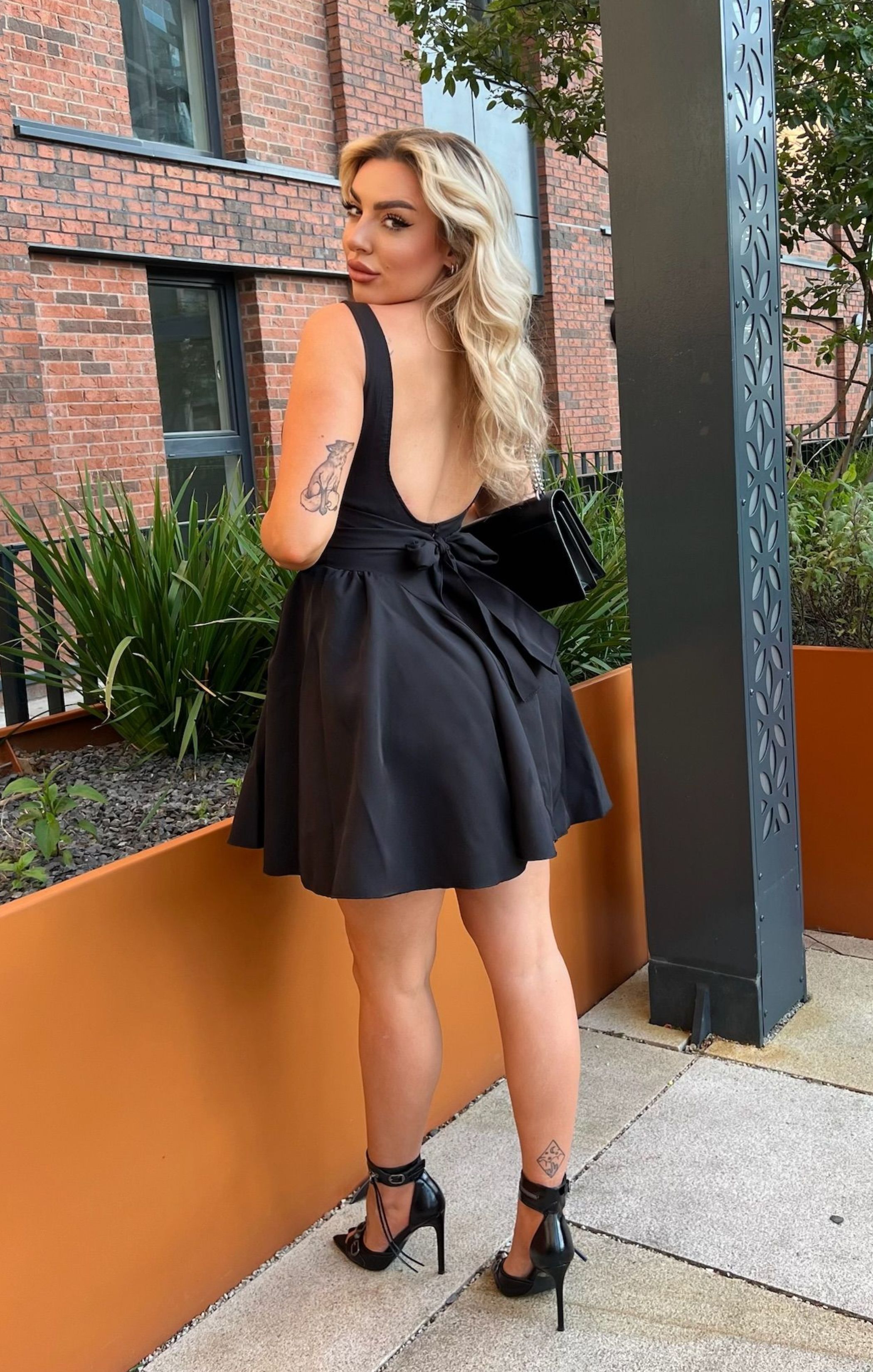 Short Tight Dresses Backless Skater Low Back Skater Dress Black A Line Dress With Back Bow Short Tight Dresses Backless Skater Low Back Skater Dress Black A Line Dress With Back Bow
