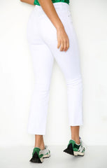 White Mid Rise Cropped Flared Jeans - Mirelda