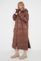 Brown Long Hooded Duvet Coat – Katrina