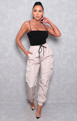 Stone Cuffed Cargo Trousers - Poppi