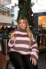 Pink & White Striped Oversized Knitted Jumper – Saffie