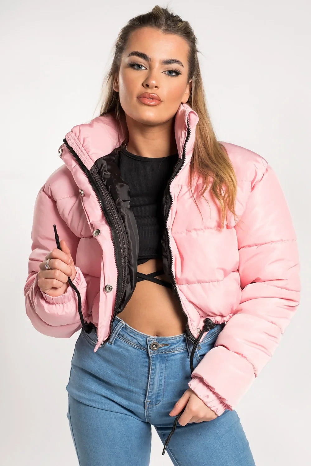 Crop top puffer jacket discount