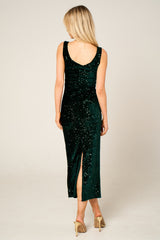Green Sequin Sleeveless Sparkly Bodycon Midi Dress - Romancia