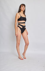 Black Cut Out High Waisted Bikini Set - Palma