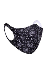Black Bandana Print Face Mask - Cally