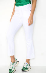 White Mid Rise Cropped Flared Jeans - Mirelda