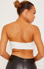 White Gold Chain Halter Crop Top - Zoraya