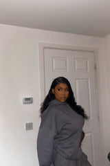 Charcoal Oversized Hoodie & High Waisted Seam Front Cuffed Joggers Loungewear Set - Martha