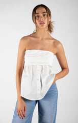 White Strapless Bandeau Shirt Top - Alondra