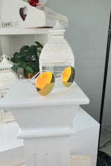 Yellow Mirrored Gold Rim Sunglasses - Pazia