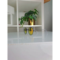 Black Round Thin Frame Reflective Sunglasses - Serenity