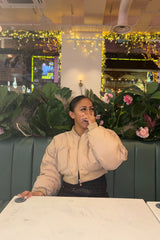 Beige Cropped Cargo Bomber Jacket - Fiora