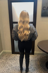 Charcoal Cropped Cargo Bomber Jacket - Fiora