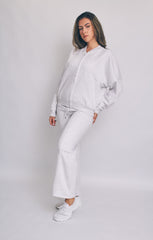 Grey Oatmeal Bomber Sweatshirt With Straight Leg Jogger-Diana