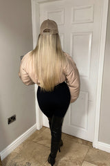 Beige Cropped Cargo Bomber Jacket - Fiora