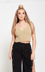 Stone Glitter Rib Knitted Crop Top - Rosantha