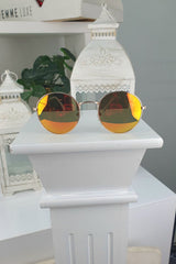 Yellow Mirrored Gold Rim Sunglasses - Pazia