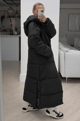 Black Long Hooded Duvet Coat – Katrina