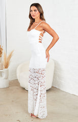 White Bodycon Strappy Lace Maxi Dress - Piper