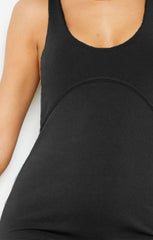 Black Ribbed Underbust Seam Detail Bodycon Mini Dress - Orianda