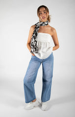 White Strapless Bandeau Shirt Top - Alondra