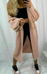 Dusty pink Knitted Long Sleeve Midi Cardigan - Georgia