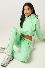 Sage Boxy Cropped Hoodie Cuffed Joggers Loungewear Set - Cailleigh