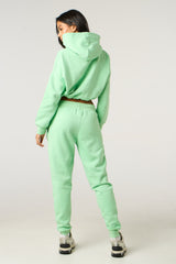 Sage Boxy Cropped Hoodie Cuffed Joggers Loungewear Set - Cailleigh