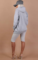Grey Zip Up Oversized Hoodie - Emmy