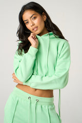 Sage Boxy Cropped Hoodie Cuffed Joggers Loungewear Set - Cailleigh