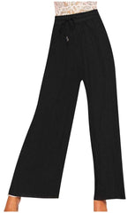 Black Pleated High Waist Wide Leg Trousers - Amina