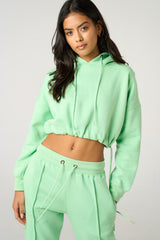 Sage Boxy Cropped Hoodie Cuffed Joggers Loungewear Set - Cailleigh